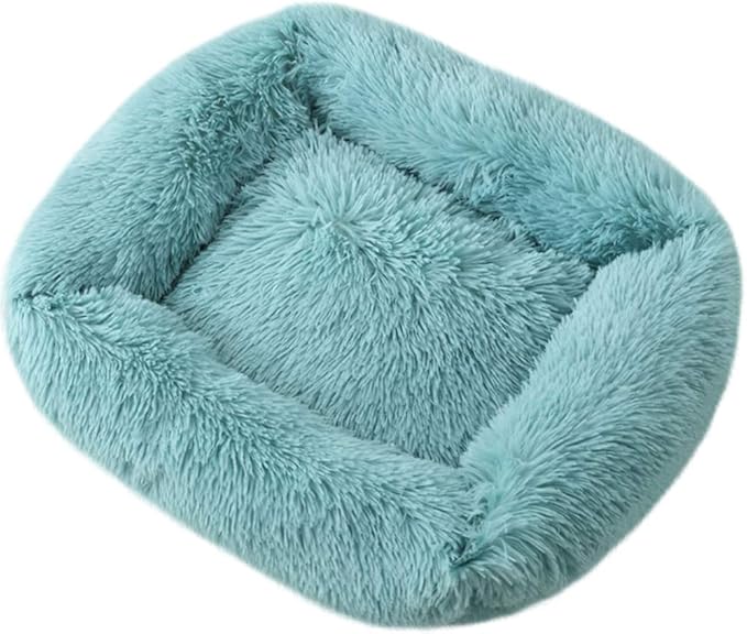 La La Pet® Donut Dog Cat Bed Cozy Cave Pet Bed Burrow Dog Bed Calming Cuddler Self-Warming Pet Bed Soft Plush Pet Cushion Improved Sleep for Cats Small Medium Dogs Blue M