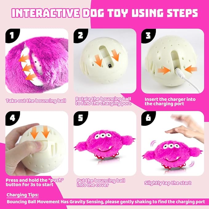 Interactive Dog Toys Rechargeable Moving Dog Puppy Toys to Keep Them Busy (Monster)