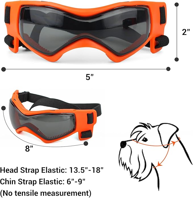 Dog Goggles for Small Dogs with Helmet, 2PCS Doggy Sunglasses and Pet Motorcycle Helmet Set for Small Medium Breed Outdoor Driving Walking, Orange