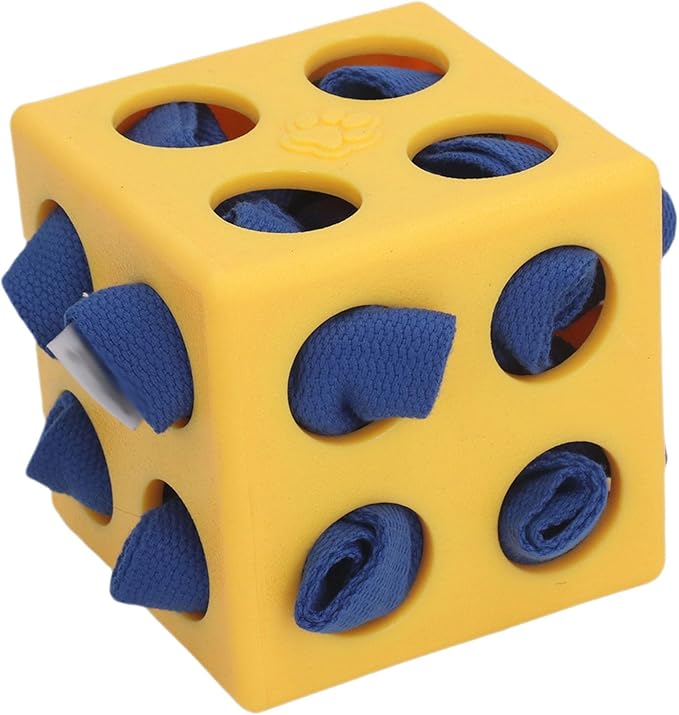 Dog Enrichment Toy Snuffle Ball Interactive Treat Dispenser Puzzle for Mental Stimulation with Slow Feeder Design for Dogs Pets (Yellow)