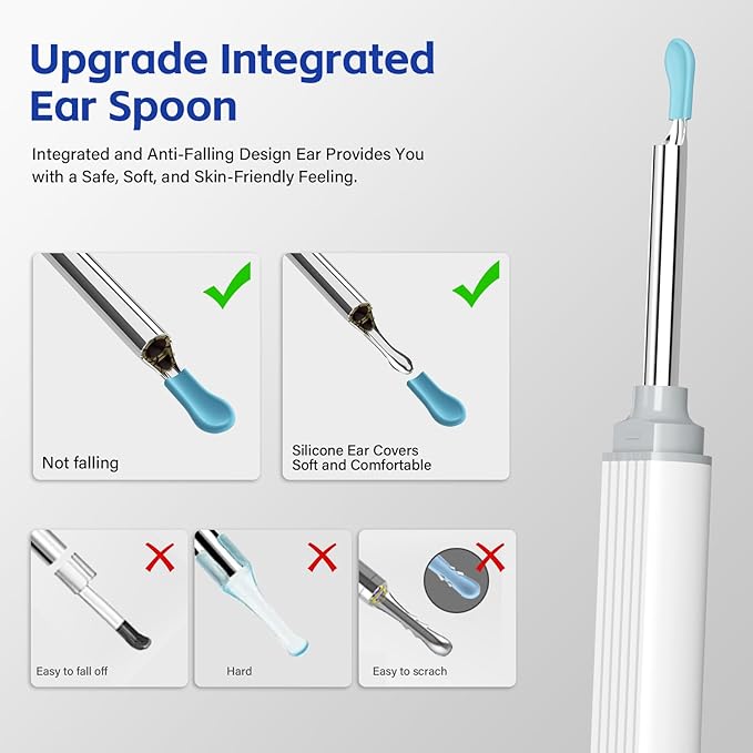 Ear Wax Removal - Earwax Remover Tool with 8 Pcs Ear Set - Ear Canal Cleaner with 1080P Camera - Ear Cleaning Kit with 6 Ear Scoops - Ear Wax Cleaner with Camera-Otoscope Ear Pick for iOS & Android