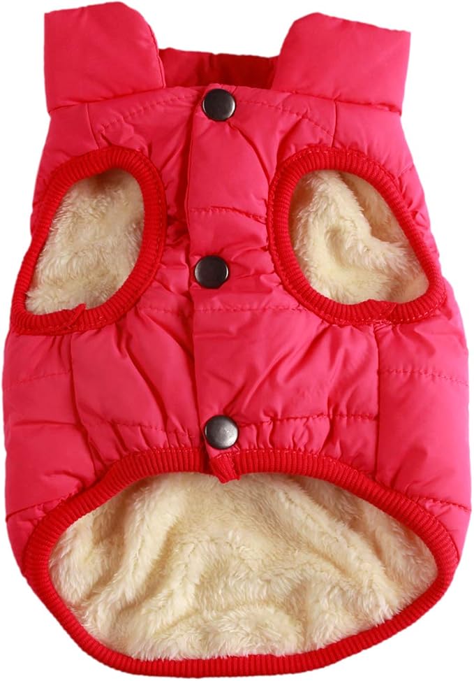 JoyDaog 2 Layers Fleece Lined Warm Dog Jacket for Puppy Winter Cold Weather,Soft Windproof Small Dog Coat,Pink XS