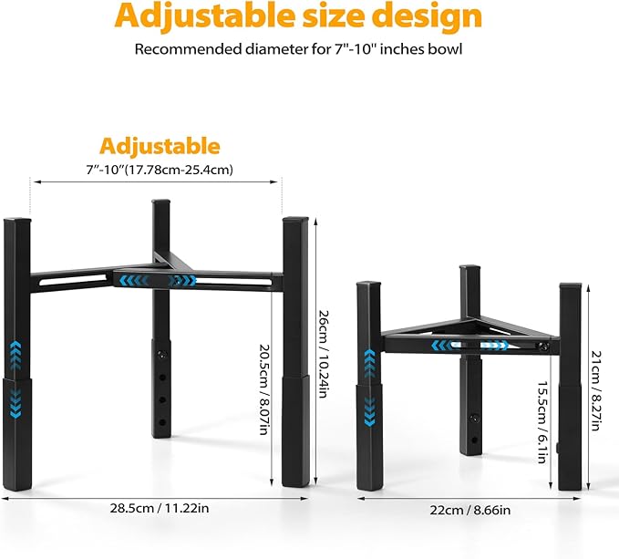 Dog Bowls Elevated, Adjustable Raised Dog Bowl Stand, Metal Elevated Dog Feeding Station for Medium & Large Dogs, Black (Without Bowls)