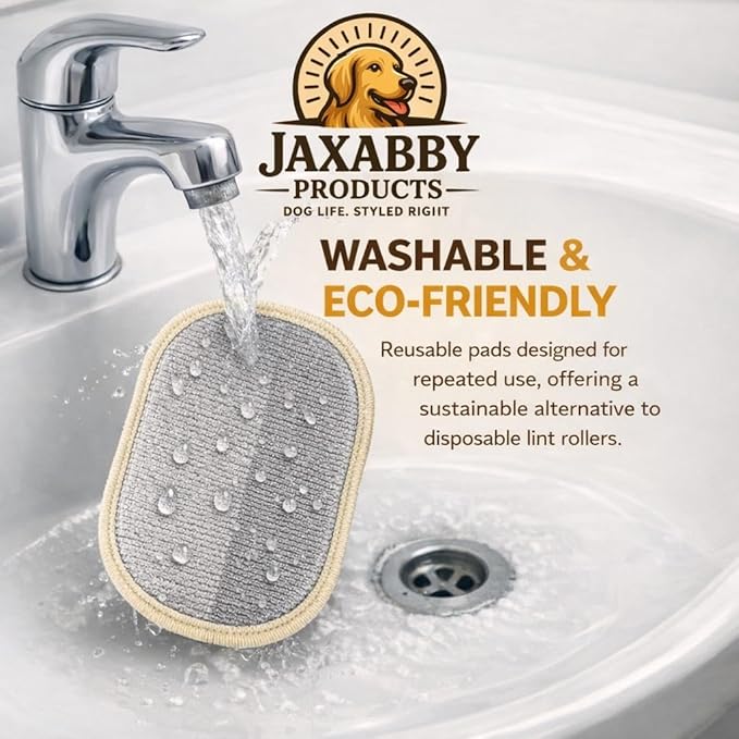 Jaxabby Products Reusable Pet Hair Cleanup Kit – 3-Piece Fabric Hair Remover Set for Clothes, Furniture & Car Interiors – Washable Reusable Lint Roller Alternative (Pastel Blue)