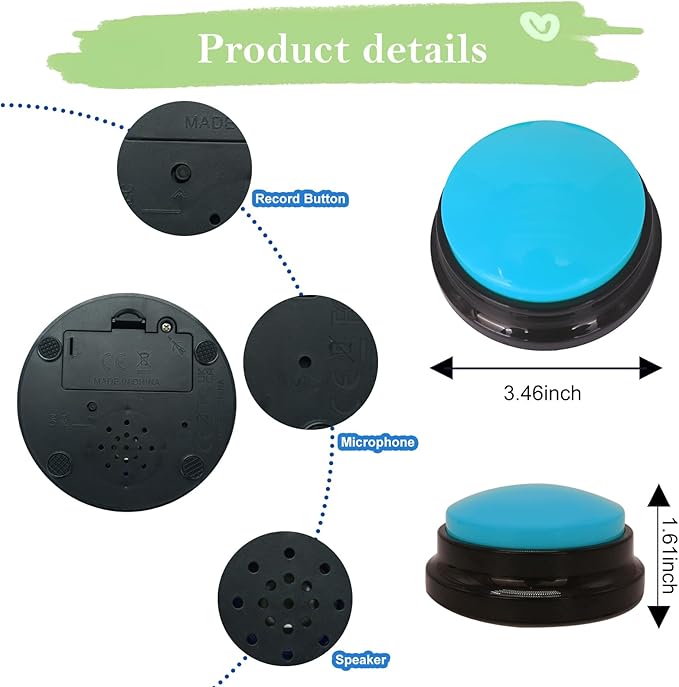 Gelabur Set of 4 Dog Buttons for Communication, Voice Recordable Buttons for Classroom, Dog Training Talking Buttons Starter Set, Pet Easy Speaking Buttons Tools