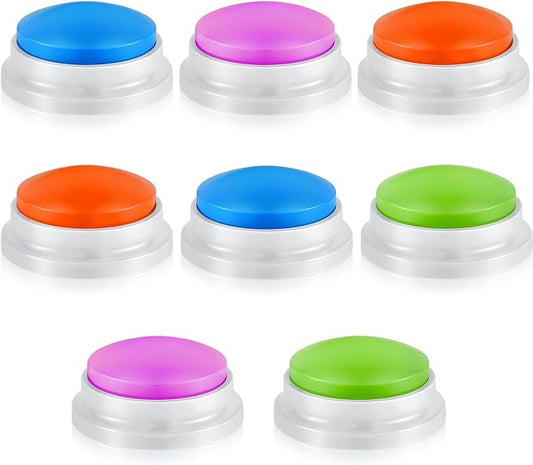 Honoson 8 Pieces Recordable Answer Buzzers Button for Trivia Games Show Buzzers Recording Buttons Gifts for Classroom Team(Brilliant Color)