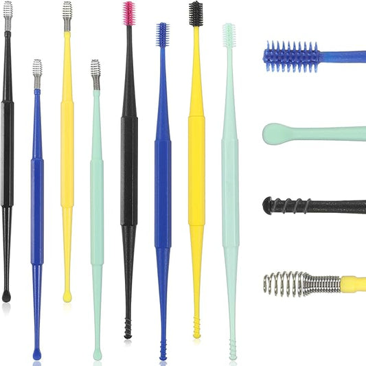 8 Pcs Earwax Cleaners,Silicone Ear Wax Removal Tool,Spiral Ear Cleaning Kit Reusable Soft Silicone Ears Cleaner Safe Ears Scratcher Scoop Tool Earwax Removal Tools for Olders Adult Kids