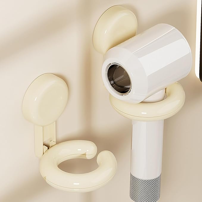 Space Saving Wall Mount Hair Dryer Holder Strong Adhesive Suction Cup Holds 5kg for Home Salon Bathroom Wall Mounted Hair Dryer Holder