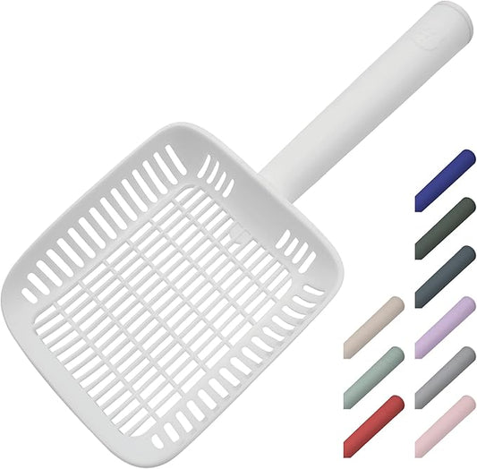 TypeC Cat Litter Scoop - Small Holes (0.11in) Big Size Scooper - Long Handle & Easy Cleaning - Hanger for Litter Box