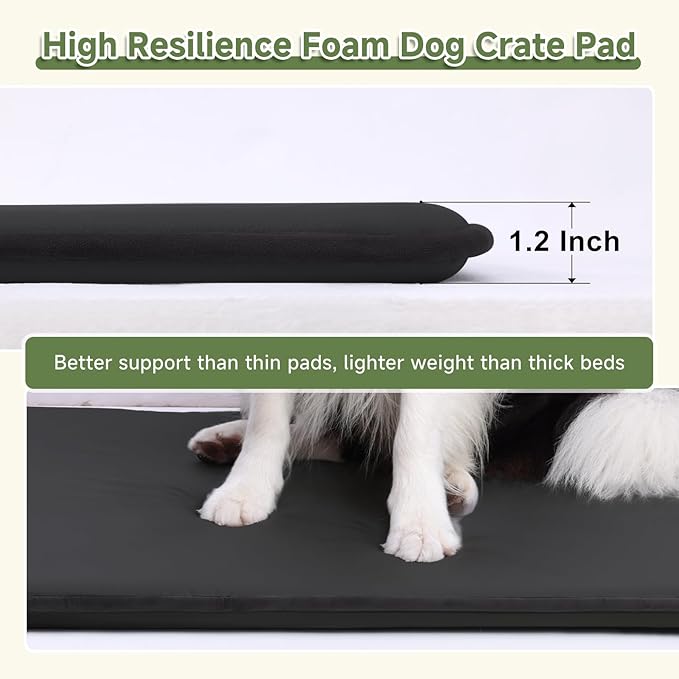 Outdoor XXL Dog Crate Pad, Reversible Waterproof Crate Mat Bed, Wipeable Kennel Mat Beds Pet Sleeping for Large Dogs, Waterproof, Wipeable, Anti-Slip, Kennel Pads 47 x 29 Inch, Black