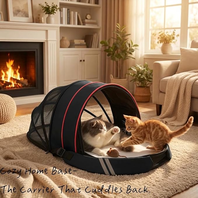 Pet Carrier Backpack for Cats and Small Dogs-Expandable Pet Tent Breathable Visible Pet Bag for Kitty and Puppy Foldable Pet Nest Bed Perfect for Travel Walks Shopping Vet Visits Home Use-Black