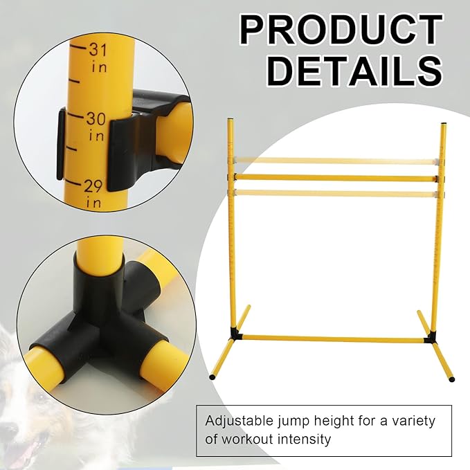 Halloscume 6 Pcs Dog Agility Training Equipments Dog Agility Jumps Hurdles Adjustable Jumps Hurdles Pet Jump Bars with Bag and Whistle for Indoor Outdoor Dogs Pet Jump Course Game(Yellow)