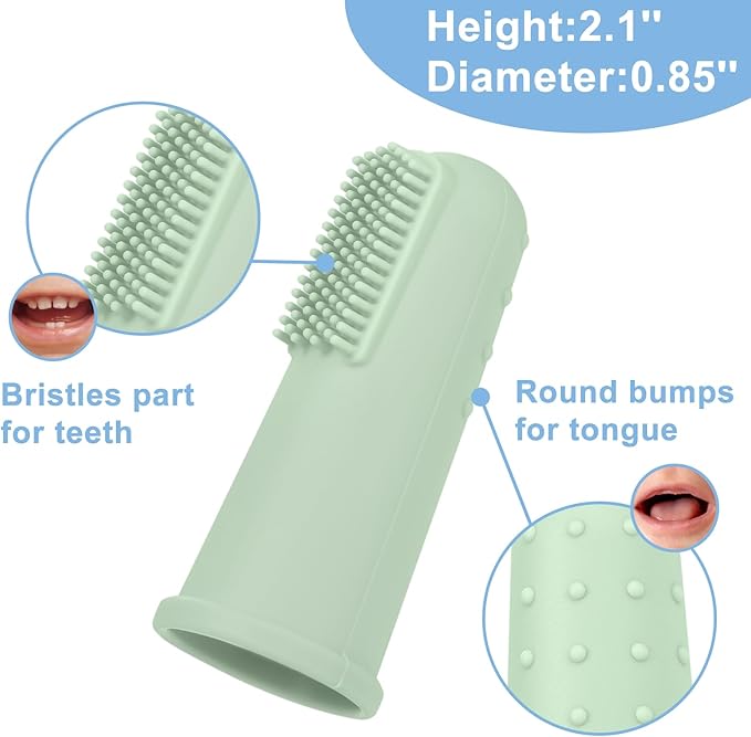Bassion Baby Toothbrush Set, 6 Pcs Soft Infant Finger Toothbrush with 6 Boxes, Newborns Toddler Silicone Baby Tooth Brush 0-6 Months 6-12 Months