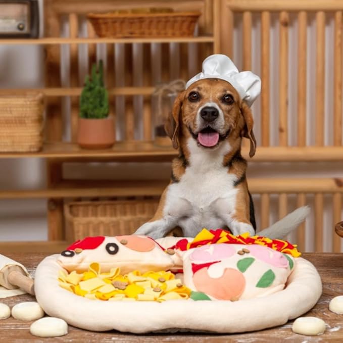 Dog Snuffle Mat Slow Feeding Mats Sniffing Puzzle Toys Interactive Burrow Activity Hide and Seek Enrichment Toys for Foraging Training Dog Gifts for Small Medium Large Dogs (Pizza)