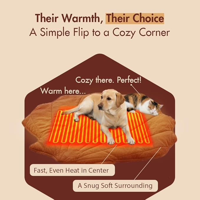 Vagascape Dog Bed, Waterproof Pet Bed with Removable Cover, Comfort Cat Dog Pad for All Seasons, Heating Red Shell Shape Cat Mat with Nonskid Bottom(57"x47")