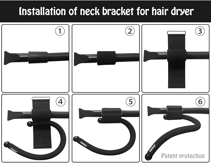 DAWAZ pet Grooming Dog Hair Dryer Water Blowing Machine Neck Hanging Bracket Universal Adjustment Free Your Hands (D2), BLACK