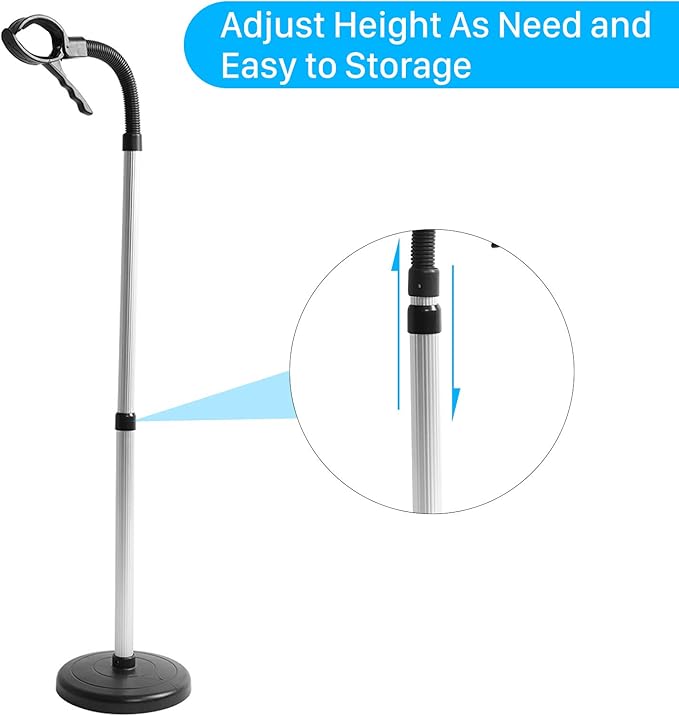 Hair Dryer Stand, Stainless Steel Hands-Free Blow Dryer Holder Adjustable 360° Rotating Hairdryer Holder for Countertop Dog Pet Cat Grooming
