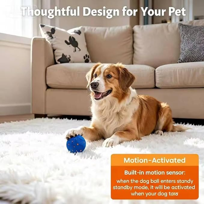 Interactive Dog Ball for Medium Dogs, Smart Automatic Rolling Ball for Dogs, Interactive Dog Toys & Enrichment Toy for Puppies and Active Dogs