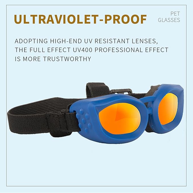 Dog Goggles Small Breed, UV/Wind/Dust/Fog Protection Pet Sunglasses with Adjustable Strap,Outdoor Dog Sunglasses for Small Dogs,Easy Wear