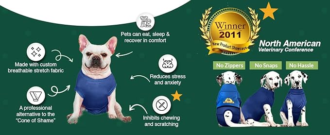 SurgiSnuggly Veterinary Invented Dog Surgical Recovery Suit for Female Spay or Male Dogs Neuters,Cone Alternative, Original Dog Onesie Bodysuit for After Surgery Small, Medium, Large Dogs PL MS