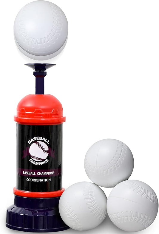 RedSwing Baseball Tee Popper – Pop-Up Baseball Trainer for Beginners, Self-Pitching Hitting Tee with Bat & 3 Balls, Portable Automatic Ball Launcher for Backyard Batting Practice