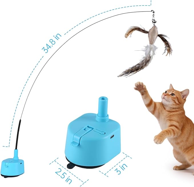Interactive Cat Toys for Indoor Cats, Automatic Flying Bird Feather Toy, Rechargable Electric Cat Teaser Enrichment, 5-Minute Auto-Pause Smart Self-Play Teaser