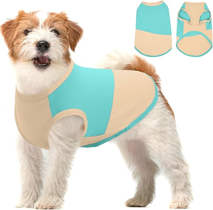 BRKURLEG Summer Dog Cooling Vest Quick Dry Breathable Dogs Cooling Shirts UPF 50+ Sun Protection Dog Shirt Lightweight Pet Shirts for Outdoor Adventures, Walking, Beach, GreenYellow, S