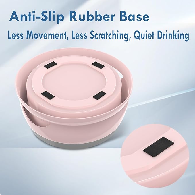 Dog Water Bowl, No Spill Cat Slow Feeder Water Dispenser Portable Vehicle Carried Car Travel Bowls for Small Medium Pets Sloppy Messy Drinkers 25oz, Pink