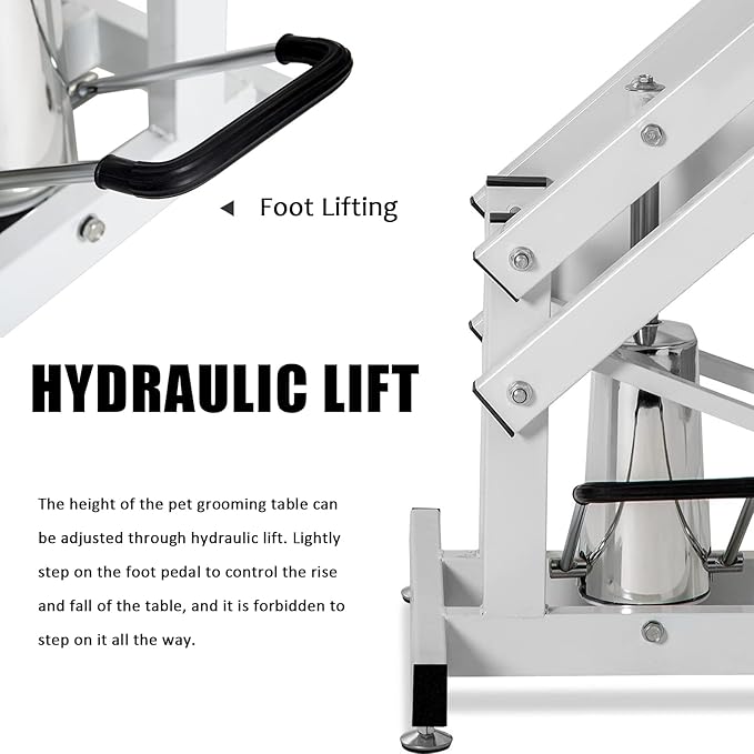 42.5” Pet Dog Hydraulic Grooming Table Adjustable Height Trimming Drying Table with Arms, Noose for Small/Medium/Large Dogs, Cats, Maximum Capacity Up to 360lbs