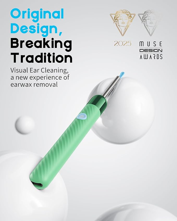 Loyker X6 Ear Wax Removal Tool Camera Otoscope with Light, Ear Wax Removal Kit with 6 Ear Pick, Ear Camera- Green