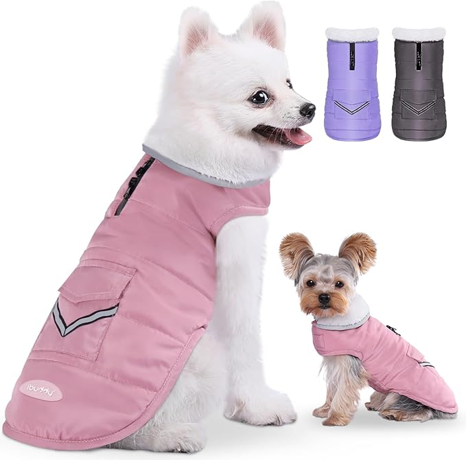 Dog Winter Coats with Fleece Vest,Waterproof Warm Dog Snow Jacket Windproof, Reflective Adjustable Pet Dogs Cold Winter Coat for Dogs Girl Boy