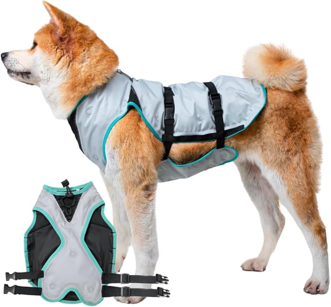 Suitical Dry Cooling Vest for Dogs - Canine Cooling Vest for Hot Weather - Dog Cool Down Jacket - Machine Washable - L, Neck to Tail 24-30 IN - Chest 26-34 IN Around - Neck Circumference 22 IN -Silver