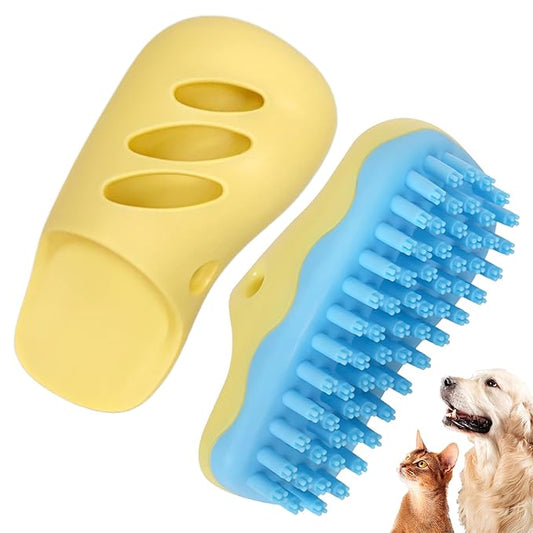 HOP Yellow Shoe-Shape Dog Bath Massage Brush Soft Plum Massage Head Dog Washing Brush Pet Grooming Cleaning Tool for Small Medium Dogs and Cats Gentle Remove Loose Hair Knots Deep Cleansing