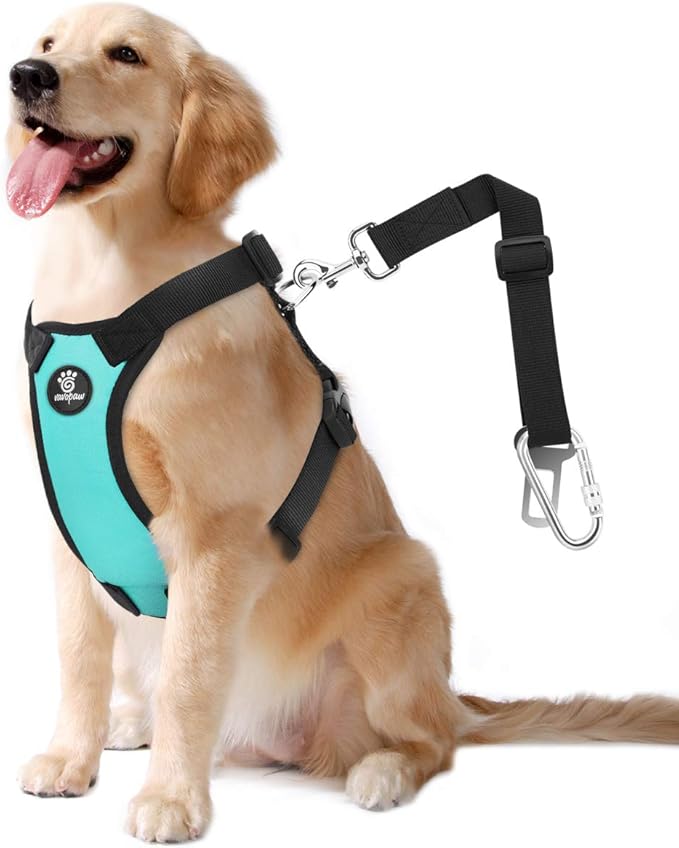 VavoPaw Dog Seat Belt, Safety Vest Dog Car Harness with Adjustable Buckle Dog Seat Belt for Vehicle Nylon Pet Safety Seat Belts Heavy Duty(XL, Blue)