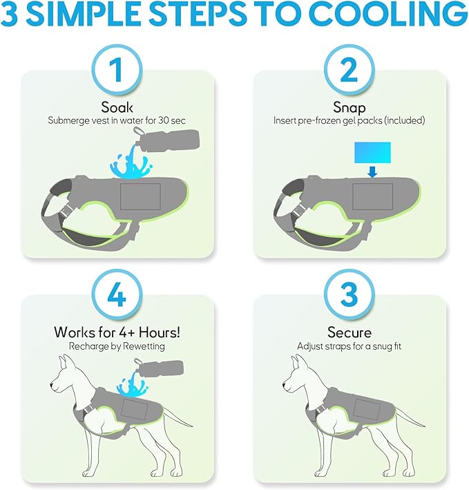 Mora Pets Dog Cooling Vest with Ice Packs, Reflective Adjustable Cooling Vest for Dogs with Leash Ring for Hot Weather Cooling Harness for Large Medium Dogs Green (PDV-Gel-GXL)