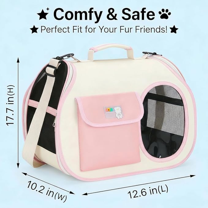 Dog Purse Carrier for Small Dogs-Pet Carrier Purse for Kitty and Puppy Soft Sided Carrier with Breathable Mesh Lightweight Pet Carrier Sling for Outing Travel Vet-Pale Pink