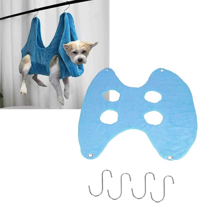Dog Grooming Hammock, Multifunctional Dog Nail Clipping Harness for Washing for Bathing(S Code, Blue)