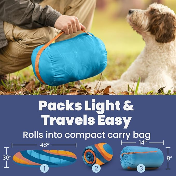 Travel Dog Bed (48" x 36") - Foldable & Packable for Travel, Road Trip, Camping – Lightweight, Water Resistant & Cozy with Soft Padding – Compact, Portable & Machine Washable – Large Breeds: Teal