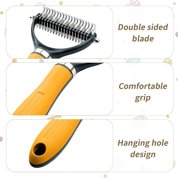 Deshedding Dog Brush for Shedding, 2026 New Multifunctional Double-Sided Pet Grooming Comb Tool, Undercoat Rake Pet Brush for Long Haired for Dogs & Cats (Green+Orange)