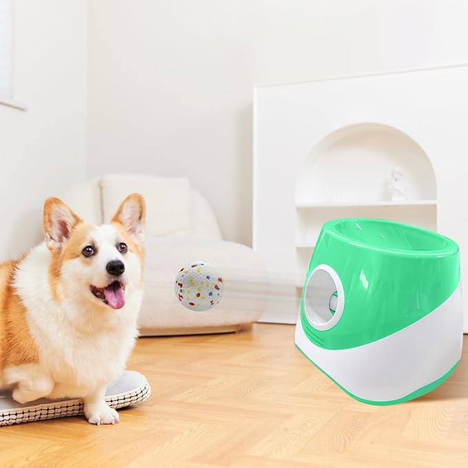 Automatic Ball Launcher for Dogs with 3 Tennis Balls - Interactive Dog Toy with 3 Adjustable Distances, Rechargeable Ball Thrower for Small & Medium Dogs, Indoor Outdoor Fetch Machine for Pet Exercise