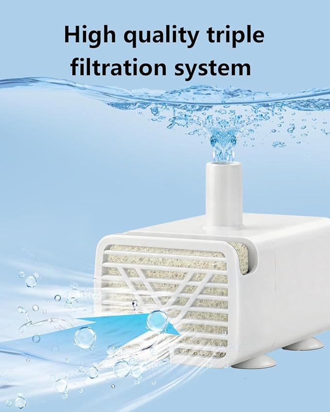 JY-830 Cat Water Fountain Pump with Auto Waterless Power-Off, Ultra Quiet Pet Submersible Water Pump, USB Pump Compatible with 2.2L/3.2L/4L/7L Stainless Steel Cat Dog Water Fountains