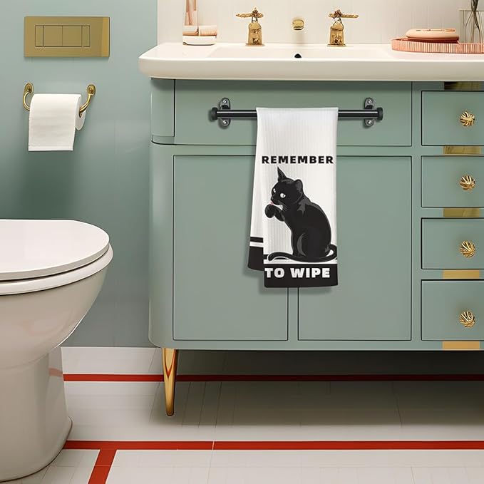 Fun Kitchen Towels-Remember To Wipe,Cat Bathroom Towels,Decorative Kitchen Towel,DishTowels For Kitchen Decorative,Cat Hand Towel -Suitable For Use And Decoration In Your Kitchen, Bathroom And Toilet