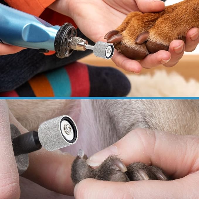 2pcs 120 Grit Diamond Bit for Dog Nails Grinder Including 1 pc 1/2" Mandrel - Pet Nail Grinder Diamond Wheel (Finishing Grit #120)