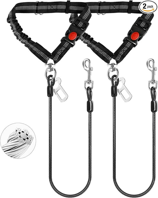 Dog Seat Belt for Car,Chew Proof Dog Car Seat Belt,2 in 1 Car Harness for Dogs Safety Seat Belt,Heavy Duty Pet Seat Belt for Medium & Large Dogs Chewer