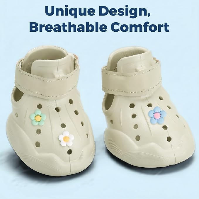 Dog Shoes for Dogs, Clogs Boots Booties Hot Pavement, Rain Waterproof Shoe Summer Sandals Puppy Breathable Doggie Doggy Light Water Up Sneaker (Cream, Medium)