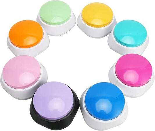 8Pcs Dog Buttons, 30s Recording Battery Powered ABS Pet Training Buttons with Clear Sound, for Dog Cat Communication Children Learning Party Games