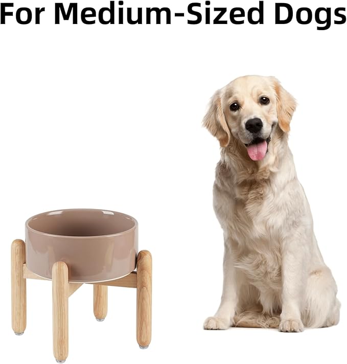 Havniva 7.3inch Ceramic Raised Dog Bowl with Stand, Elevated Dog Bowls for Medium Breed Dog Food and Water Bowl Non-Slip Dog Dish Large Capacity Feeding Pet Water Bowl