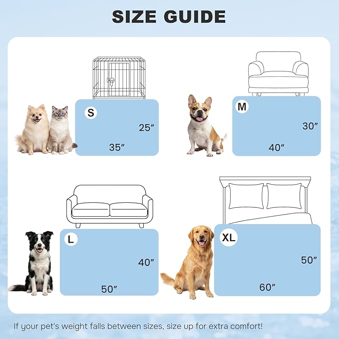 ZOMISIA Cooling Blanket for Large Dogs - Breathable Air-Core Fill Lightweight Pet Mat, Soft Cold Blanket Washable for Summer, Blue, 40"x50"