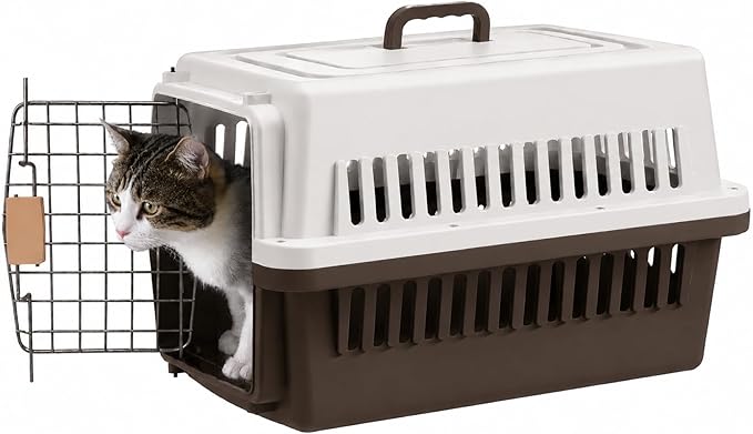Pets Carrier,Kennel,19in,Long,Hard-Sided,for Cat up to 14lb,Suit for Airline/Road Travel (Coffee, Small)