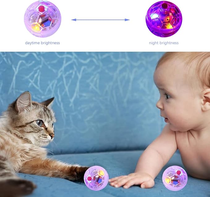 4 Pieces Ghost Hunting Cat Ball Multi-Color Flash LED Glowing Interactive Ball Pet Toys for Dog Cat Animals Activity